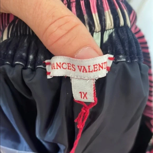 Frances Valentine Ball Skirt Scoop Flocked Velvet Navy Multi Size 1X New W/Tags - Picture 5 of 9